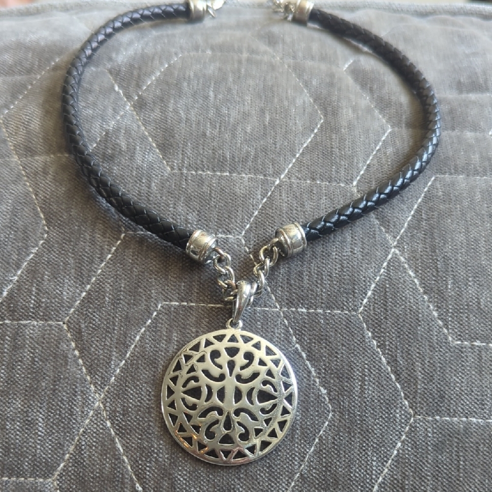 Premier Designs Medallion Black and Silver Pendant Necklace